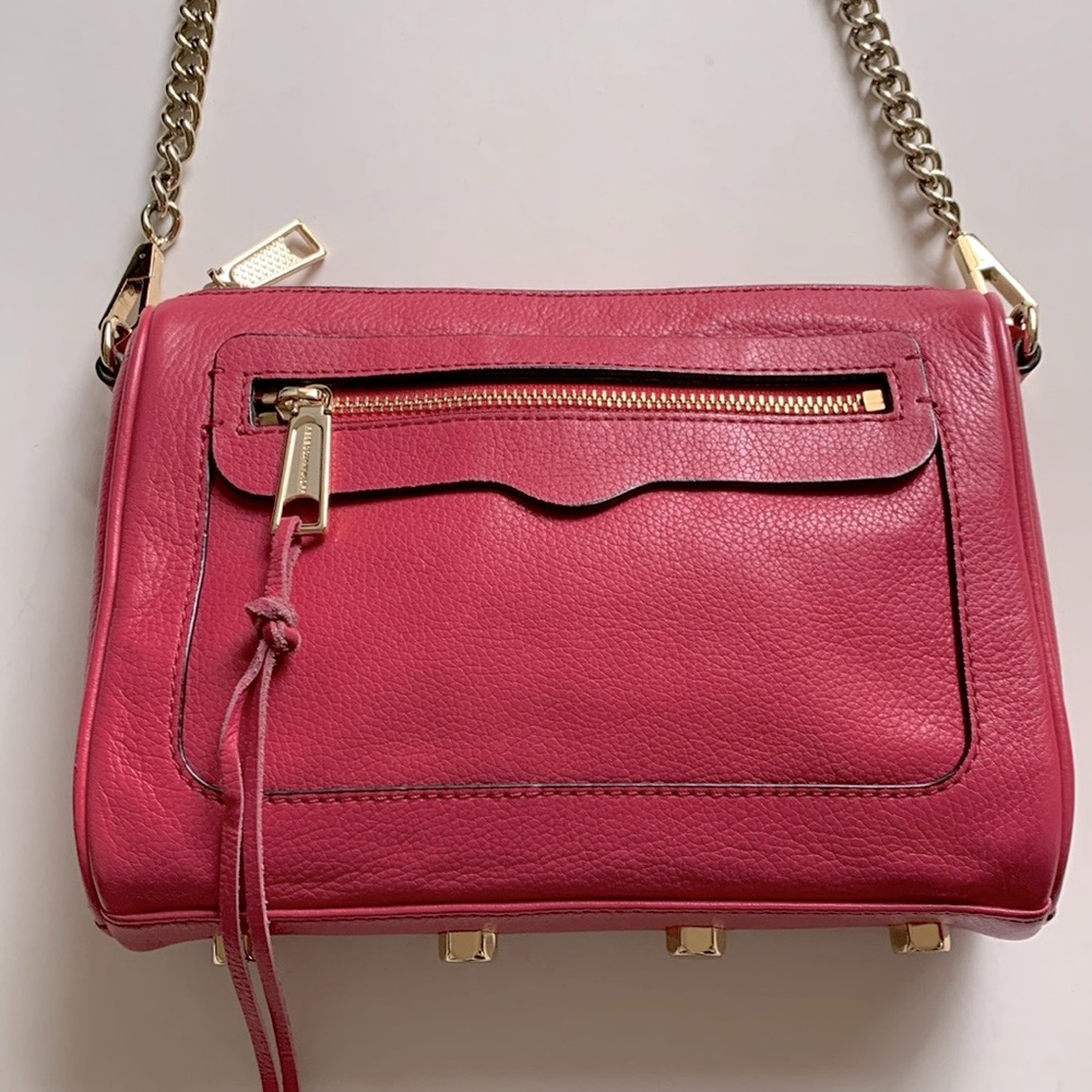 REBECCA MINKOFF Avery Crossbody Purse Bag Hot Pink Gold - Picture 3 of 14